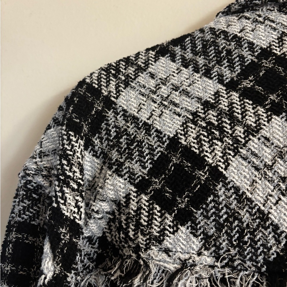 Zara Black and White Plaid Teddy Jacket - Picture 3 of 4